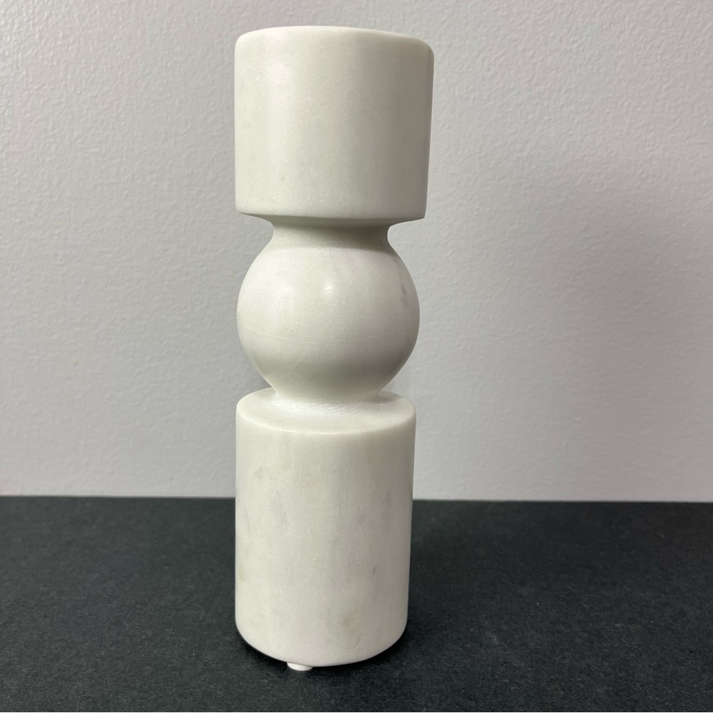 NEW Bloomingville Marble Tall Tealight White Candle Holder Home Decor Minimalist